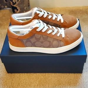 Coach Mens C126 Khaki Multi Signature Suede